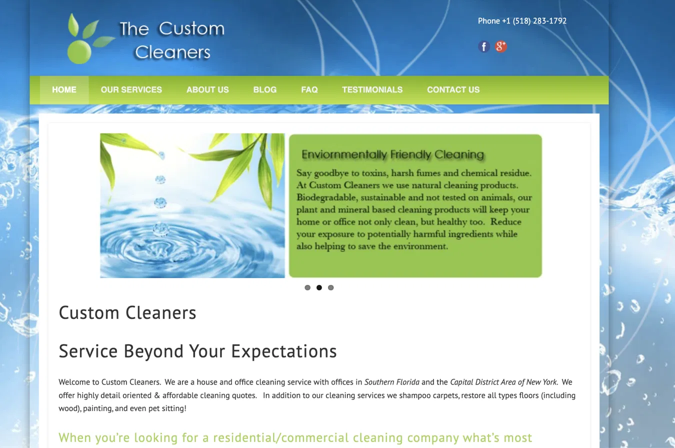 The Custom Cleaners website